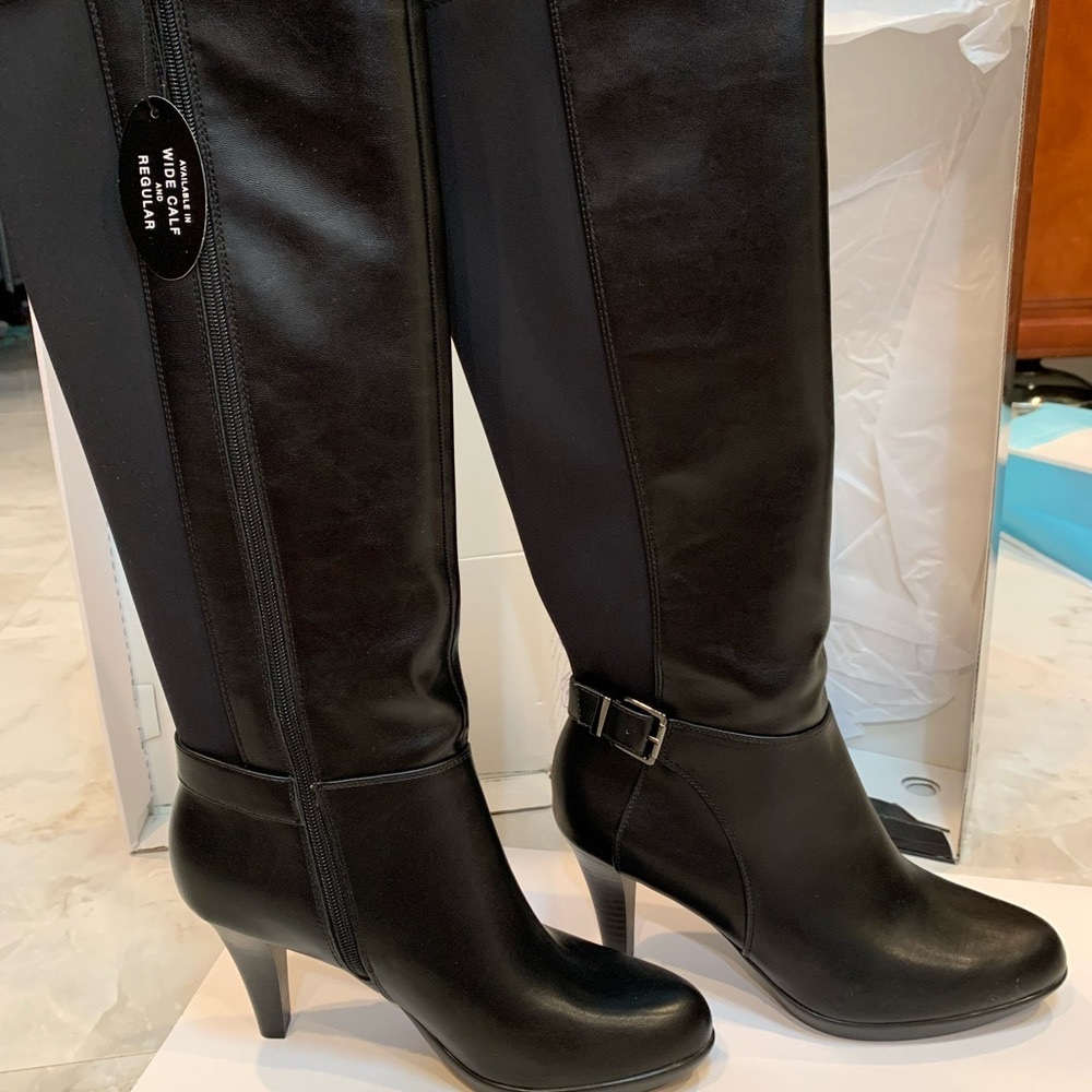 Alfani vennuss black tall leather boots size 10m